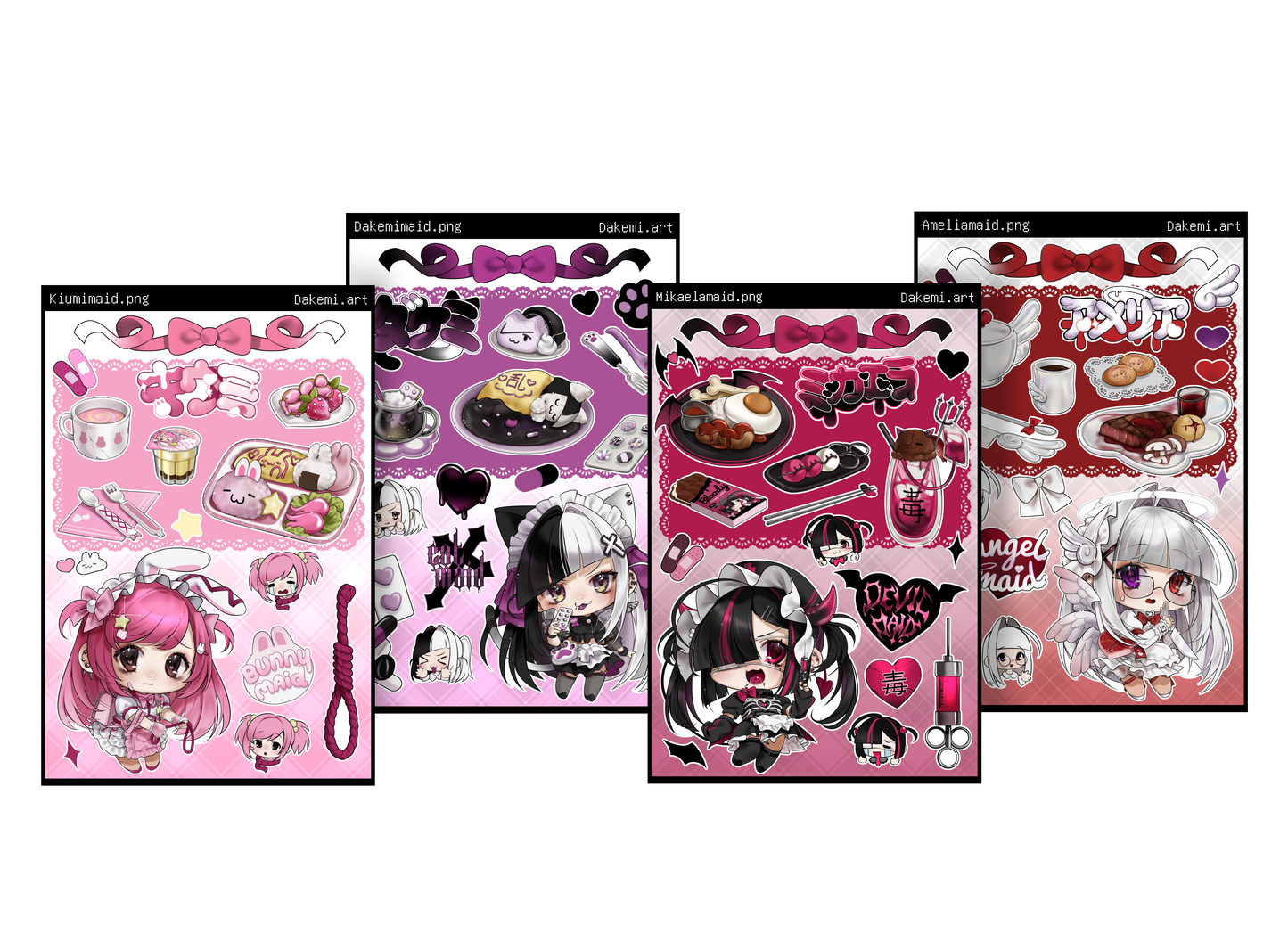 Sticker sheets / Hikki maids menu