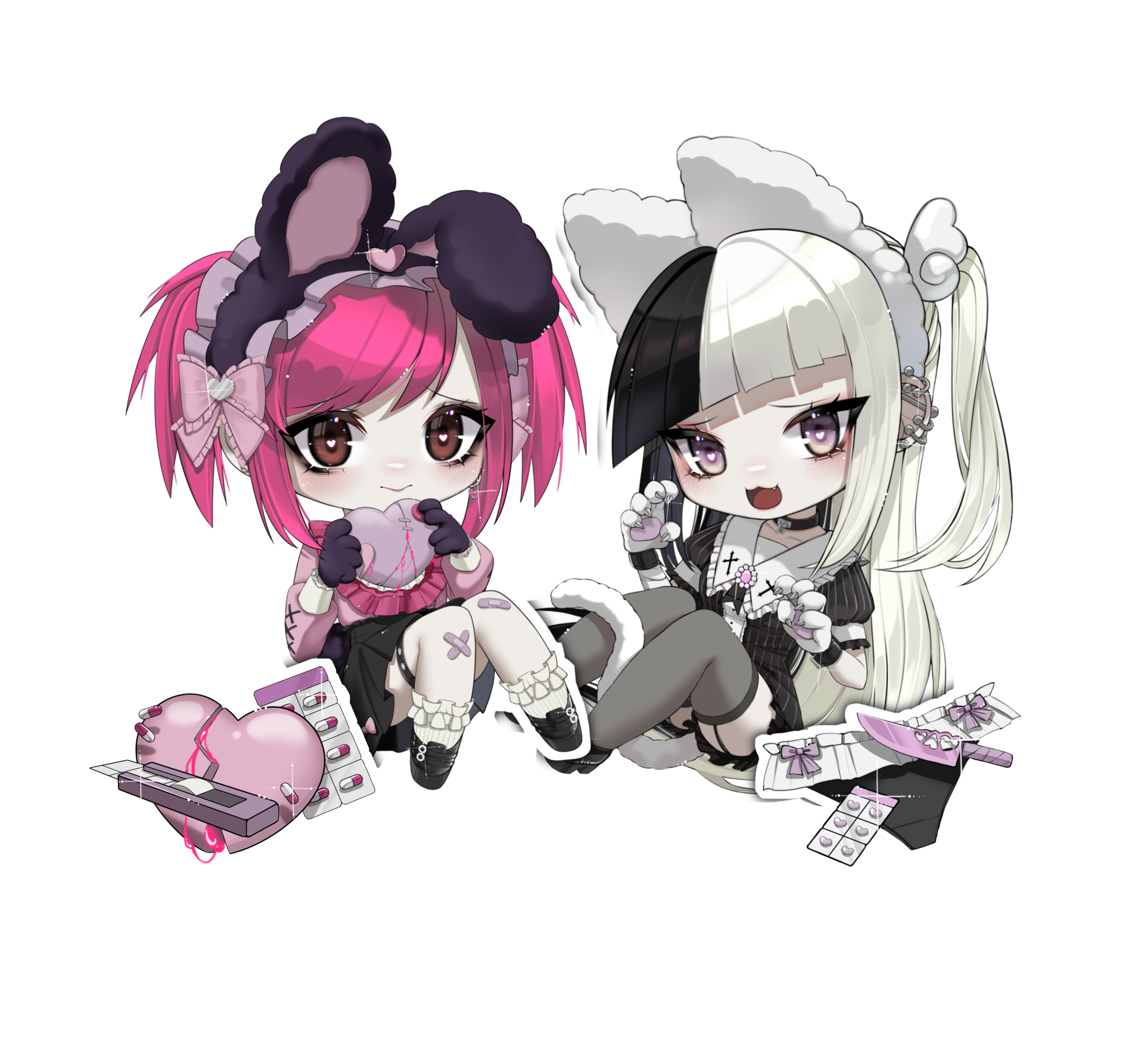 Hikkis sticker set/ Dakemi & Kiumi